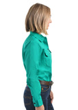 HARD SLOG LADIES Half Placket Light Cotton Shirt L/S | Turquoise
