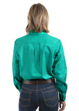 HARD SLOG LADIES Half Placket Light Cotton Shirt L/S | Turquoise
