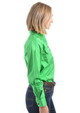 HARD SLOG LADIES Half Placket Light Cotton Shirt L/S | Lime Green