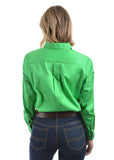 HARD SLOG LADIES Half Placket Light Cotton Shirt L/S | Lime Green