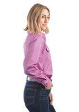 HARD SLOG LADIES Half Placket Light Cotton Shirt L/S | Violet