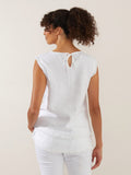 Frayed Trim Top White