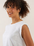Frayed Trim Top White