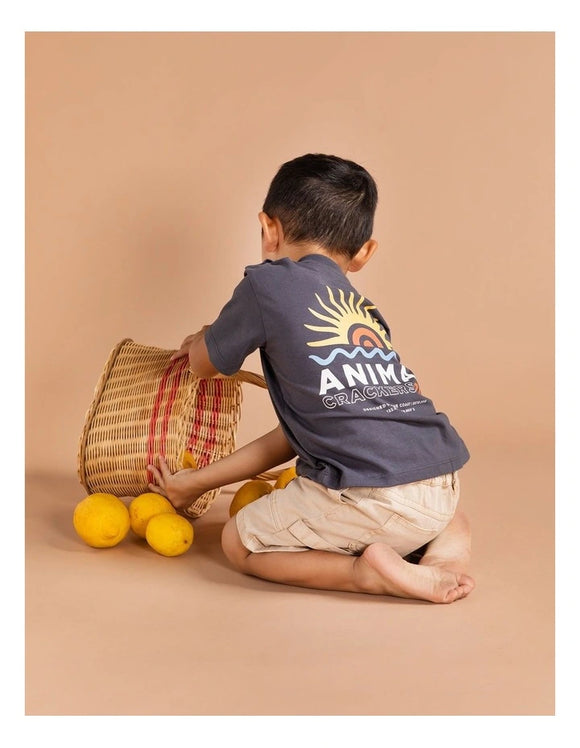 ANIMAL CRACKERS OCEAN RISE TEE| CHARCOAL