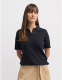 YARRA TRAIL | CAFE KNIT POLO - YTWN7735 | NAVY