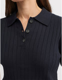 YARRA TRAIL | CAFE KNIT POLO - YTWN7735 | NAVY