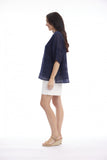 ORIENTIQUE | COTTON GAUZE PLEATED TOP 52720