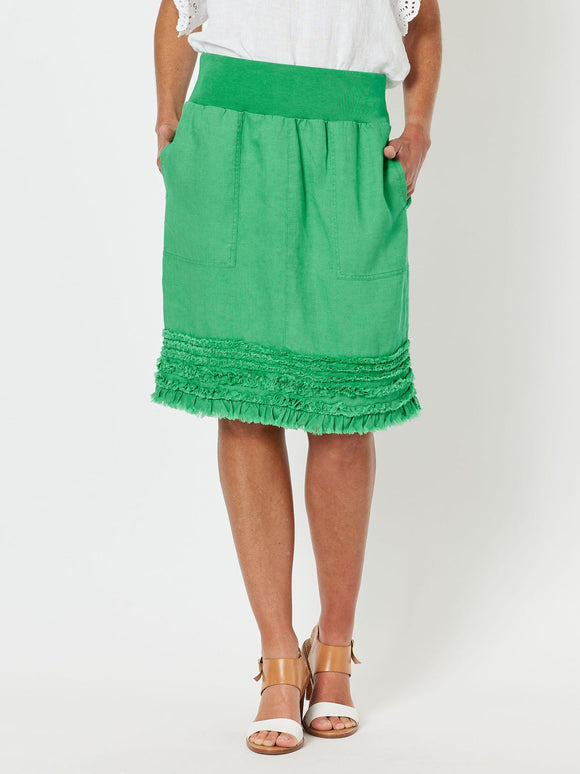 Ruffle Hem Linen Skirt