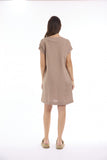 ORIENTIQUE | Linen Solid Dress Shift Cap Sleeve