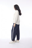 ORIENTIQUE PONTE PANT OVERSIZE SIDE BAND | 4671P NAVY