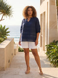ORIENTIQUE | COTTON GAUZE PLEATED TOP 52720