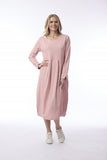 ORIENTIQUE KNIT DRESS PLEATED YOKE | BLUSH PINK 91289