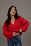 HUMIDITY LIFESTYLE NOUVEAU V NECK JUMPEER HW26217 | SCARLET