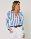 PILBARA | Womens Jacquelin Classic Cotton Shirt | BLUE/WHITE