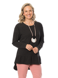 Hi-lo Ruffle Hem Top | Black