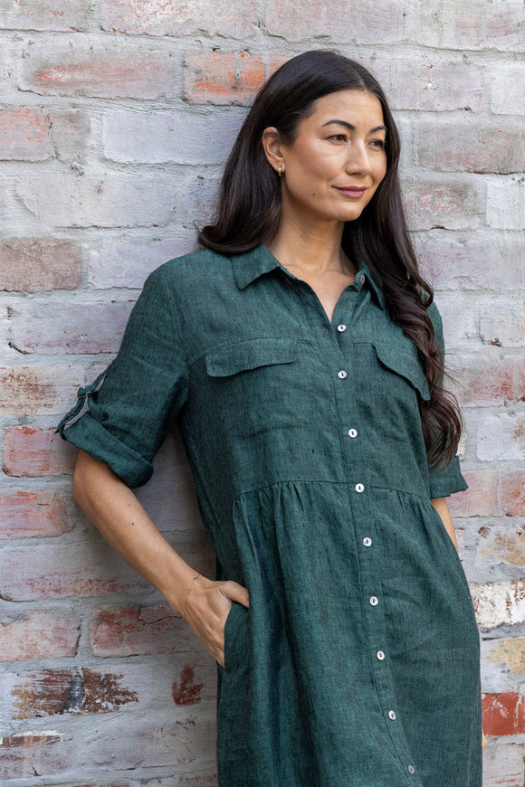 JUMP | D RING SLEEVE DRESS | PINE C/D