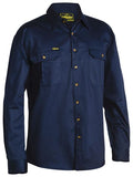 BISLEY Open Front Original Cotton Drill Shirt L/S | Navy