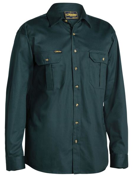 BISLEY |Open Front Original Cotton Drill Shirt L/S | Bottle