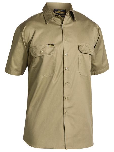 BISLEY Open Front Cool Vent Shirt S/S | Khaki