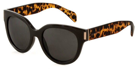 Carve Vivian Sunglasses | Gloss Black Tort Temple with Dark Grey Lens