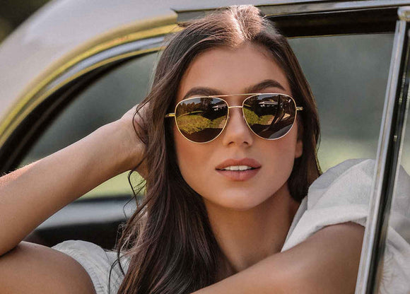 Carve Solana Polarized Sunglasses | Gloss Gold Metal with Brown Lense