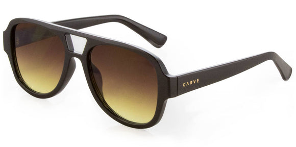 Carve Zion Sunglasses | Gloss Black with Brown Yellow Gradient Lens
