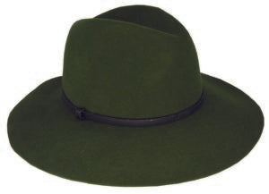 Wool Felt Fedora with Faux Leather Band | Olive