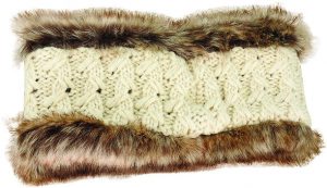Cable Knit Headband with Faux Fur Lining | Oatmeal