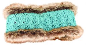 Cable Knit Headband with Faux Fur Lining | Turquoise