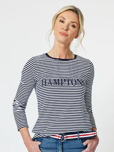 Hampton Long Sleeve Stripe Tee | Navy