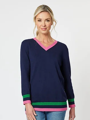 College V Neck Knit | Navy