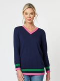 College V Neck Knit | Navy