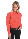 THOMAS COOK | Womens Contrast Light 1/2 Placket L/S Shirt