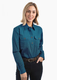 THOMAS COOK | Womens Contrast Light 1/2 Placket L/S Shirt