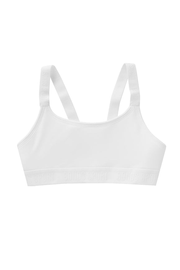 Bonds Girls Performance Micro Crop | White