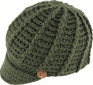 Knitted Peak Beanie | Olive