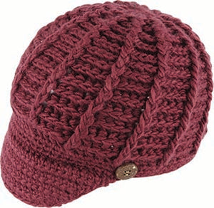 Knitted Peak Beanie | Wine