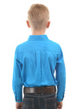 HARD SLOG Kids Half Placket Shirt L/S | Bright Blue
